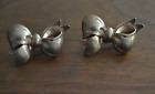 Vintage Monet Bow Clip-On Earrings .925 Sterling Silver Nice Patina MCM