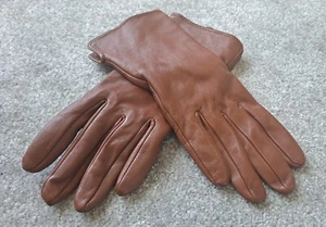 NEXT - Brown Soft 100% Genuine Leather Fully Lined Wrist Gloves - Size Small - Picture 1 of 4