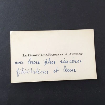 Baron Auvray Business Card Old Nobility Baronne - Image 1 of 2