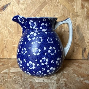 Vintage Winton Grimwade Calico  Blue & White Large Jug Pitcher 18cm - Picture 1 of 9