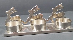 Silver Finish Reindeer Candle Holder Christmas Holiday Decor Heavy Quality India - Picture 1 of 5