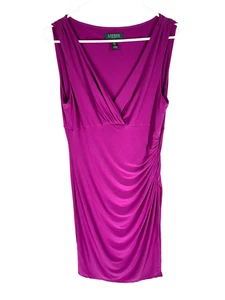 Vestido Lauren Ralph Lauren Mujer Talla 14 Rosa Acanalado Fiesta Cóctel Negocios - Imagen 1 de 5