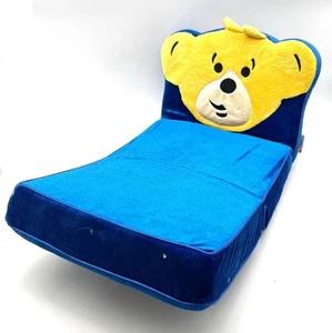 Build-A-Bear blauer ausklappbarer Plüschstuhl Bettsitz mit gelber Bärenkopfstütze - Bild 1 von 7