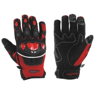 Gants Textile Motard Moto Inserts Mesh Ventilations Stretch Reflechissant Rouge - Photo 1/2