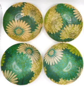 Juego de 4 ensaladeras vintage MCM Flower Power azul turquesa verde fibra de vidrio - Imagen 1 de 7
