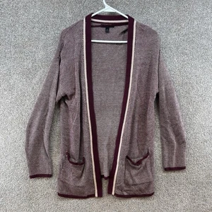 Banana Republic Women's Sweater Size Medium Red White Open Front Pockets - Picture 1 of 10