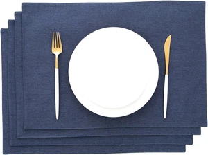Set Di 4 Tovagliette in Tessuto Blu Scuro, 48 X 33 Cm, Blu - Foto 1 di 12