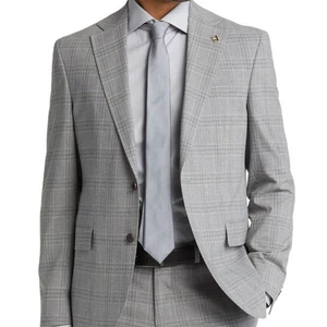 Blazer de lana TED BAKER Endurance Roger abrigo deportivo gris a cuadros ventana {3E10} - Imagen 1 de 5