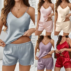 Sexy Damen-Dessous Seide Spitze Morgenmantel Kleid Babydoll Nachtwäsche Camisole kurz Set. - Bild 1 von 30