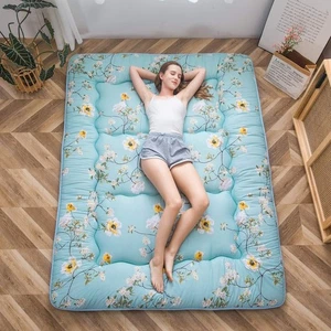 MAXYOYO Japanische Boden Futon Matratze Tatami Faltbar Aufrollbar Grün Blumen, King/Groß - Bild 1 von 9