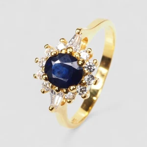 Vivid Blue Sapphire 925 Sterling Silver Handmade Jewelry Halo Rings Size 5.75 - Picture 1 of 10