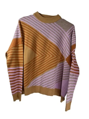 Suéter THML Anthropologie geométrico dopamina curativo bloco de cores impressão arte XS - Imagem 1 de 4