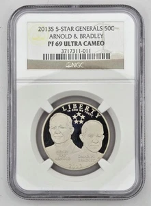2013-S Arnold &Bradley 5 Star General Commem. Half Dollar -NGC PF69 ULTRA CAMEO - Picture 1 of 3