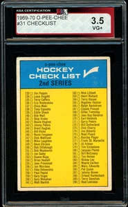 1969-70 OPC O PEE CHEE HOCKEY NHL #31 CHECKLIST KSA 3.5 VG-EX + UNMARKED 133-231 - Picture 1 of 2