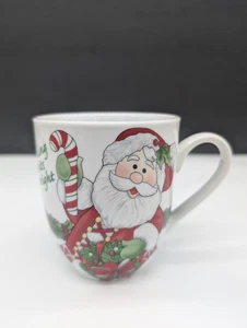 Fitz and Floyd Santa Mug Coffee Mugs Holiday Christmas Making Spirits Bright - Picture 1 of 6