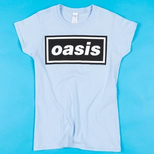 Official Women's Oasis Logo Blue T-Shirt : S,M,L,XL,XXL - Picture 1 of 2