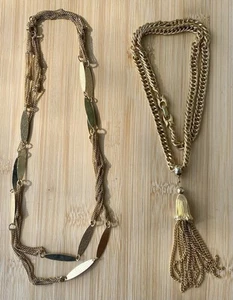 Lot Of 2 Vintage Gold Tone Necklaces Costume Jewelry Plating In Excellent Cond - Picture 1 of 5