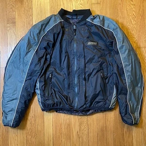Vintage Olympia Sports Mens XL Extra Large Black Grey Motorcycle Moto Jacket - Picture 1 of 11
