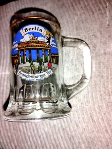 1,5 Unzen, Grübchen SHOT Glas, 3" hoch mit Griff, Made in Germany Berlin. Goldrand. G2 - Bild 1 von 5