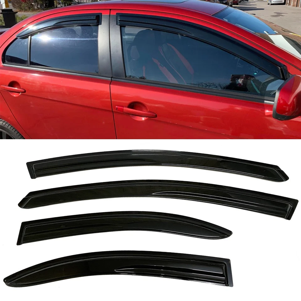 Fit 2008-2017 Mitsubishi Lancer Evo Window Visor Vent Sun Rain Guard Deflector - Image 1 of 4