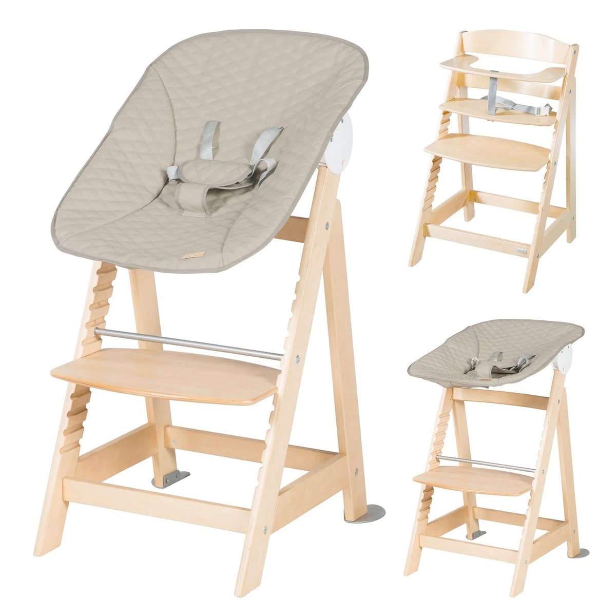 Roba Treppenhochstuhl ‚Chair Up‘ – Mitwachsend Aus Holz, Bis 50 Kg, Verstellbare Sitz- & Fußplatte, GS-geprüft