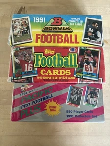 Lot Of 3 Football Factory Sealed Complete Sets 1990 Topps 1991 Bowman + Pacific - Bild 1 von 2