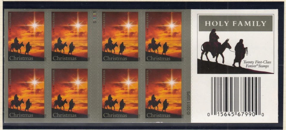 2012 Holy Family Christmas Sc 4711a booklet pane of 20 plate number S11111 - Image 1 of 1