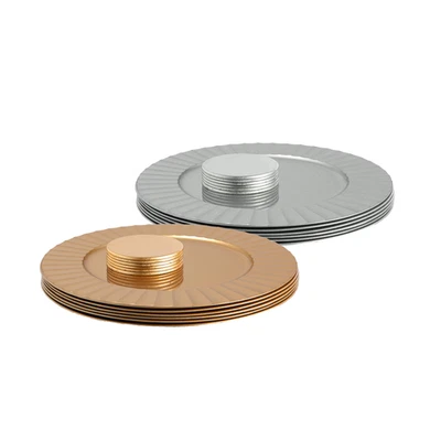 12-teiliges rundes Platzteller-Set mit Untersetzern 33 cm Flöten-Design Hochzeit Party Teller - Bild 1 von 3