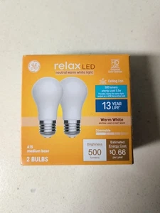 GE Relax HD 500 Lumens A15 Warm White Medium Base Dimmable LED 2-bulbs - Picture 1 of 5