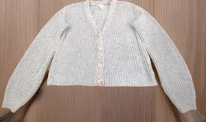 Cat & Jack Girls' 3 Button Cardigan Sweater Green & Lavender SZ L Defects - Picture 1 of 7