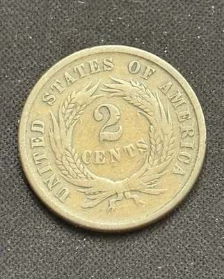 1866 Philadelphia U.S. Mint 2 Cent Piece - Image 1 of 2