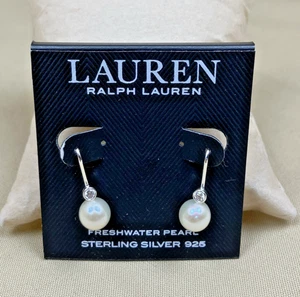 Lauren Ralph Lauren Sterlingsilber Süßwasserperlen Ohrhänger Neu mit Etikett UVP 98 $ - Bild 1 von 6