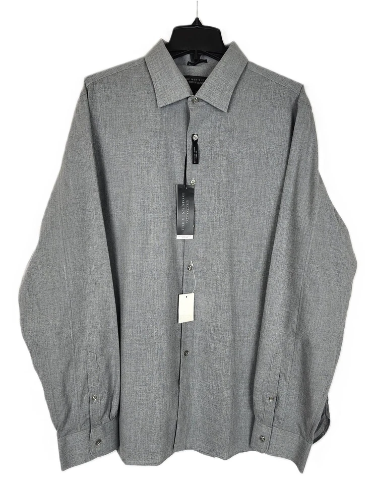 Bloomingdale's GRAY Chambray Classic Fit Long Sleeve Shirt US 2X-Large