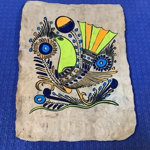 5 alte mexikanische Volkskunst handbemalte Amate Rinde Gemälde wunderschön - Bild 1 von 5