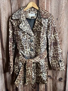 Hilary Radley Leopard Raincoat Belted Trench Coat Petite Small - Picture 1 of 3