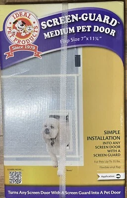 IDEAL PET DOORS Protector de Pantalla Puerta para Mascotas, Mediano, 7"" x 11.25"" Tamaño de Solapa", Blanco Foto 1 de 3
