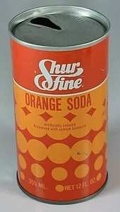 Lata pop de soda naranja fina Shur de colección 12 oz acero recto Northlake IL - Imagen 1 de 9