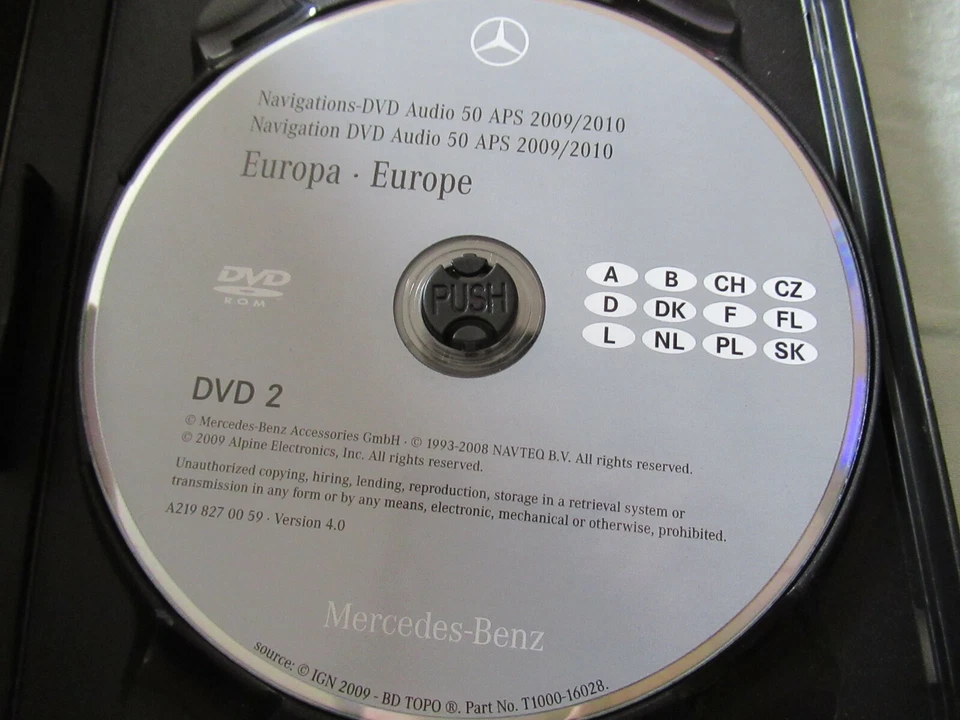 2010 MERCEDES NAVIGATION DVD MAP DISC EUROPE 2 A2198270059 V4.0 EASTERN - Image 1 of 1
