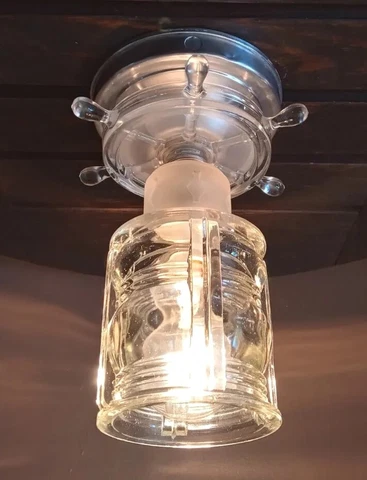Antique/Vtg 1940s-50s  Nautical-Ocean Lantern Glass Light/Lamp Ceiling Fixture Cover