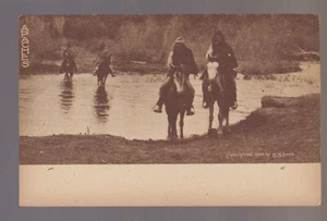 1904 EDWARD S. CURTIS postcard APACHE INDIANS Riding Horses Apaches ORIGINAL - Picture 1 of 3