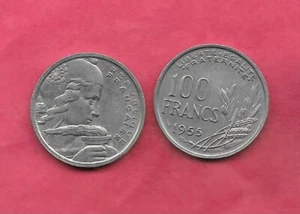 FRANCE FRENCH KM919.2 195 B XF-SUPER FINE-NICE CIRC  OLD VINTAGE 100 FRANC COIN - Picture 1 of 1