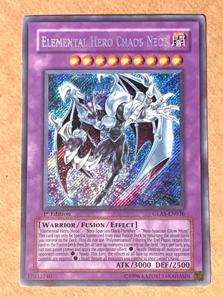 yugioh Elemental Hero Chaos Neos GLAS-EN036 Secret Rare 1st Edition near mint - Image 1 of 3