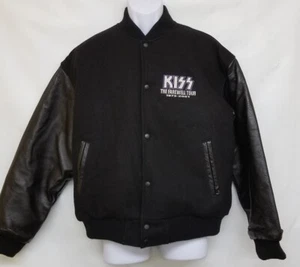 KISS - ORIGINAL FAREWELL CREW MEMBERS WOOL & LEATHER BOMBER JACKET SIZE MEDIUM - Picture 1 of 6
