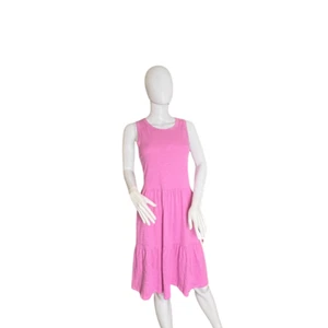 Terra & Sky Dress 0X Pink Tiered Ruffle Hem Cottagecore Trapeze Knit Sundress - Picture 1 of 12