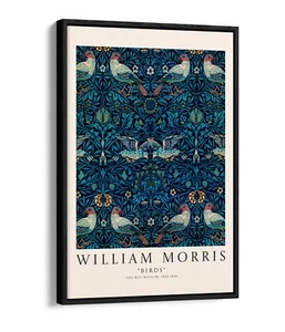 WILLIAM MORRIS, BIRDS PAINTING -FLOAT EFFECT FRAMED CANVAS ART PRINT - Picture 1 of 12
