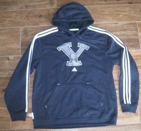 ADIDAS BYU COUGARS BRIGHAM FLEECE HOODED SWEATSHIRT FOOTBALL NCAA L LG NEW BLUE Cover