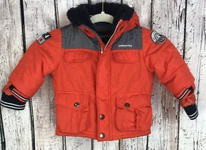 London Fog Boy Baby 12 Mo Hooded Coat Jacket Orange Gray (BM BW) - Picture 1 of 11
