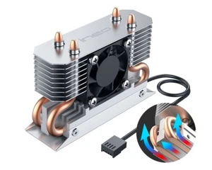 M.2 SSD Kühler, PWM Lüfter, 2x Heatpipe Kühlkörper für M.2 SSD (2280) active fan - Bild 1 von 9