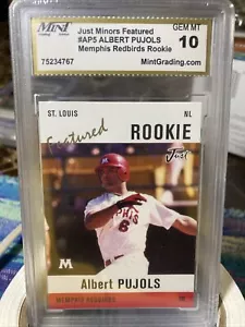 2001 Just Minors #AP5 Albert Pujols RC Rookie Memphis Redbirds MGS GEM MT 10 - Picture 1 of 2