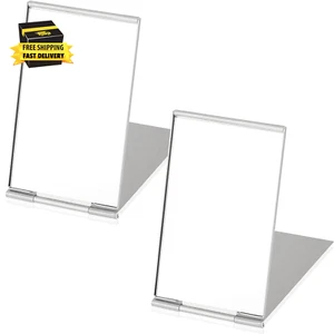 2 Pieces Mini Portable Folding Mirrors for Purse, Ultra Slim Pocket Makeup Trave - Picture 1 of 6